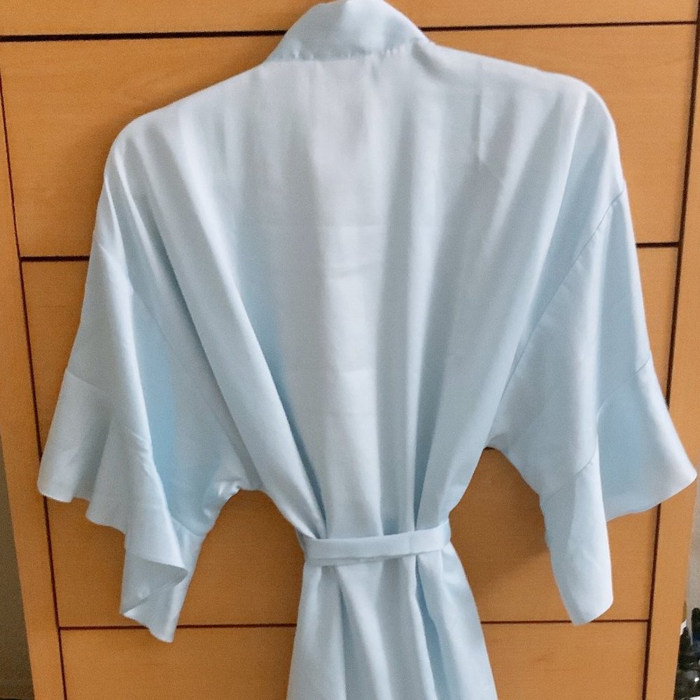 RARE Victoria's Secret Kimono Vs Flounce Ruffle Satin Robe, XS/S, BLUE - Picture 5 of 12